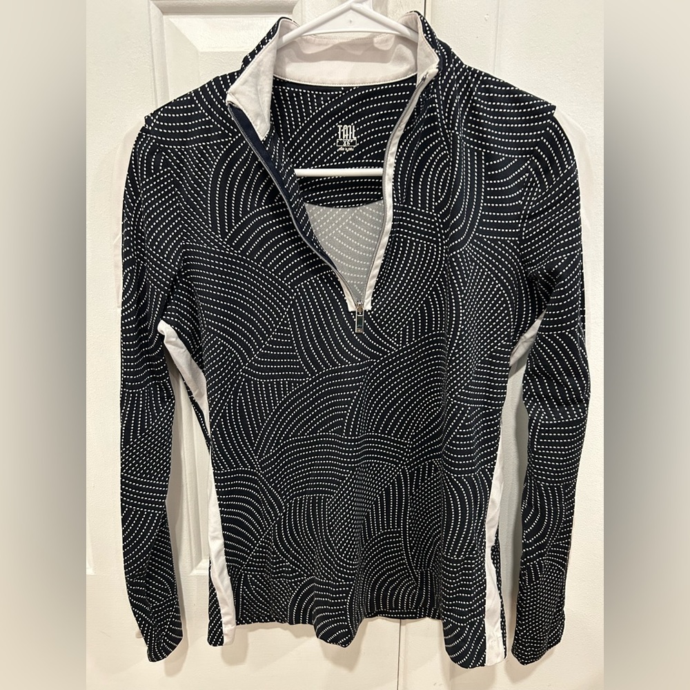 Tail.  Activewear Polo tshirt black and white, size xs